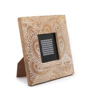 Small white mango wood picture frame featuring a Buddha design.