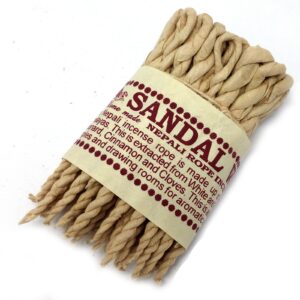 Handmade Nepali incense rope made from sandalwood and spices.