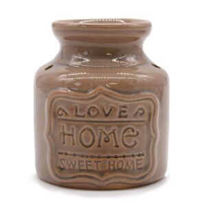 Ceramic oil burner with a 'Love Home Sweet Home' design for aromatherapy.
