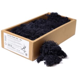 Black decorative reindeer moss in a natural arrangement for crafts and decor.
