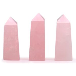 Polished Rose Quartz Gemstone Obelisk Point with soft pink tones