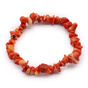Stylish chipstone bracelet featuring polished orange jasper gemstone chips.