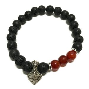 Lava stone bracelet featuring axe-head carnelian gemstones for stylish wear