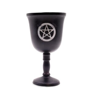 Iron Ritual Goblet featuring a prominent Pentagram symbol for spiritual practices.
