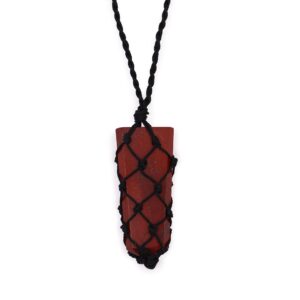 Handcrafted Red Jasper flat point pendant with adjustable string.