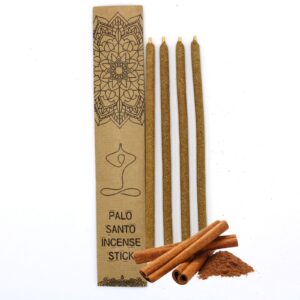 Large Palo Santo incense sticks infused with cinnamon for a warm aroma.