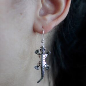 Stylish 925 sterling silver earrings shaped like lizards, perfect for any occasion.