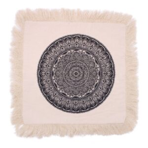 Black traditional mandala cushion cover, perfect for home decor and relaxation.