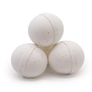 Set of three bath bombs in vibrant colours for a refreshing soak.