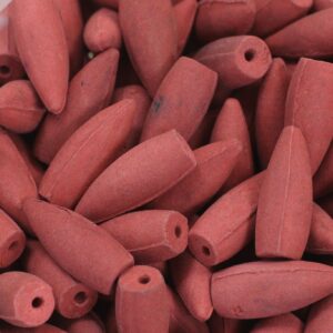 Back flow incense cones in a box, featuring exotic Dragons Blood fragrance.