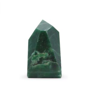 Polished Indian Jade Gemstone Points showcasing rich green tones and natural patterns.