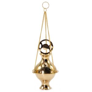 Brass hanging incense burner featuring the Three Phase Moon design.