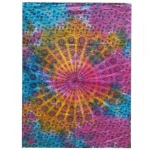 Vibrant round mandala cotton wall art featuring intricate designs.