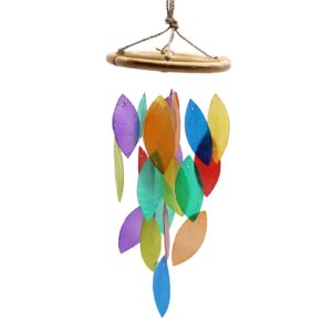 Handmade driftwood chimes featuring Capiz glass for a soothing sound.