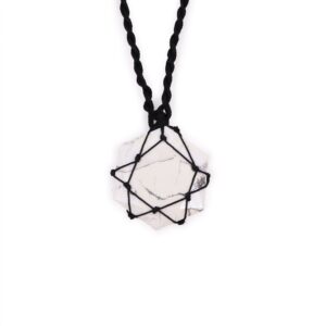 Elegant hexagon pendant made from White Howlite with grey veining.