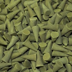 Bulk incense cones in vibrant colours with a Tulsi Basil fragrance.