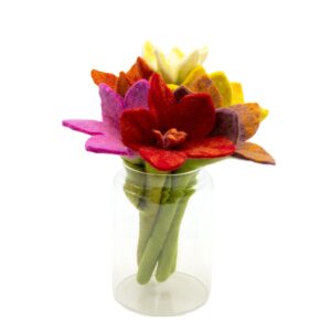Handcrafted felt lilies in assorted vibrant colours for home decor and crafts.