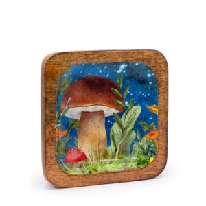 Teal mushroom design trinket tray, perfect for home decor and gifting.
