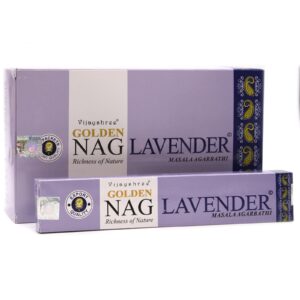 Golden Nag Lavender incense sticks in a decorative packaging.
