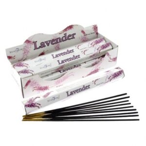 Lavender Premium Incense sticks in a stylish holder, creating a calming atmosphere.