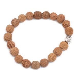 Natural Rudraksha Buddah Bangle Mala with 20 beads for mindful living.