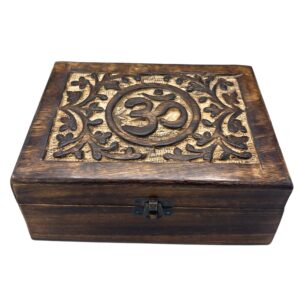 Elegant large wooden keepsake box with Om design for cherished memories.