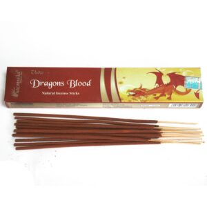 Vedic incense sticks in a decorative box with Dragons Blood fragrance.