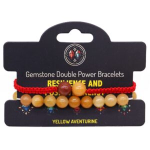 Double power bracelets featuring yellow aventurine gemstones on a string.