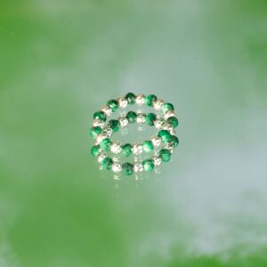 Forest Spirit gemstone ring set featuring soft greens and mossy shades.