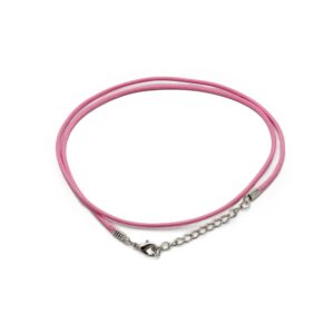 Pink waxed cotton pendant cord with metal clasp for jewellery making.
