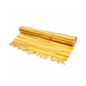 Vibrant small rag rug in radiant sunrise orange, perfect for home decor.