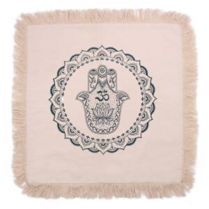 Green Hamsa Mandala cushion, perfect for adding a touch of calm to your home.