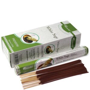 Aromatika Charcoal Free Hex Incense sticks in White Sage packaging