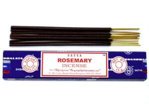 Hand-rolled Satya Incense sticks in a pack, featuring rosemary scent.