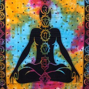 Double cotton bedspread featuring a Chakra Buddha design, perfect for home decor.