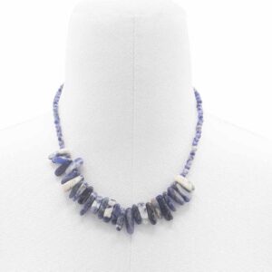 Elegant Longstone Gem Necklace featuring deep blue Sodalite gemstones.