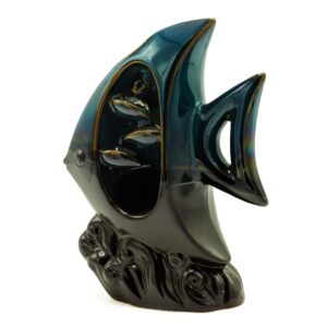 Tropical fish design backflow incense burner with cascading smoke effect.