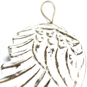Hand crafted vintage style angel wings in distressed wood for home decor.