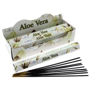 Aloe Vera Premium Incense sticks in a stylish holder, ready to create a calming atmosphere.