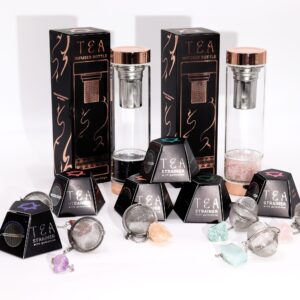 Raw crystal gemstone tea strainer featuring rock quartz for elegant tea infusion.