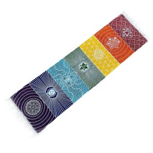 Handcrafted yoga rug featuring the 7 Chakras design, perfect for meditation and decor.