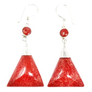 Elegant 925 silver triangle double drop earrings with a smooth resin finish.
