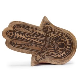 Black engraved Hamsa long tray, perfect for home decor and thoughtful gifting.