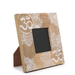 Elegant white mandala picture frame made from mango wood.