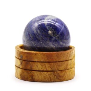 50mm Afghan Lapis gemstone sphere with a stand, perfect for decoration.