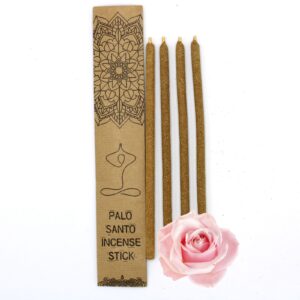 Large Palo Santo incense sticks with rose scent for a calming atmosphere.