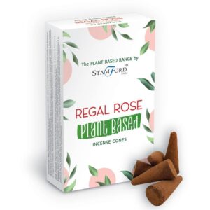 Regal Rose plant-based incense cones in a decorative box.