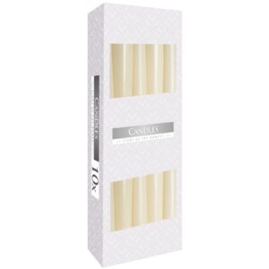 Elegant ivory taper candle for a calming atmosphere in any space.