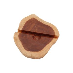 Natural large Gamal wood phone holder for a stylish home office.