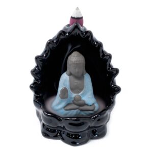 Elegant Buddha backflow incense burner with cascading smoke effect.